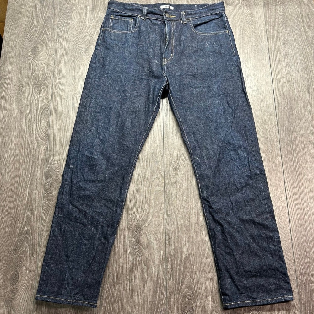 Uniqlo U Selvedge 33W x 30L Regular Fit Jeans Indigo Blue Dark